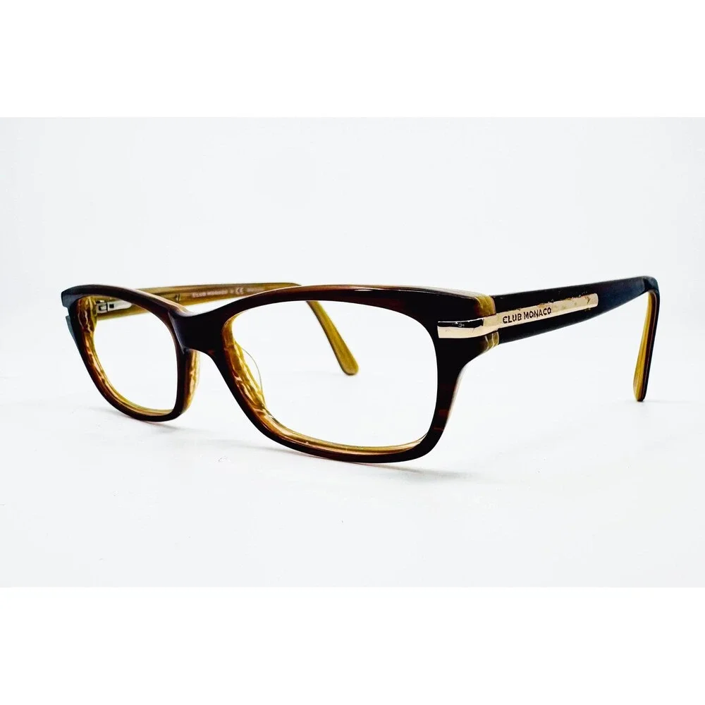Club Monaco Eyeglasses Womens Brown Gold Rectangle CM6001 51-15-140